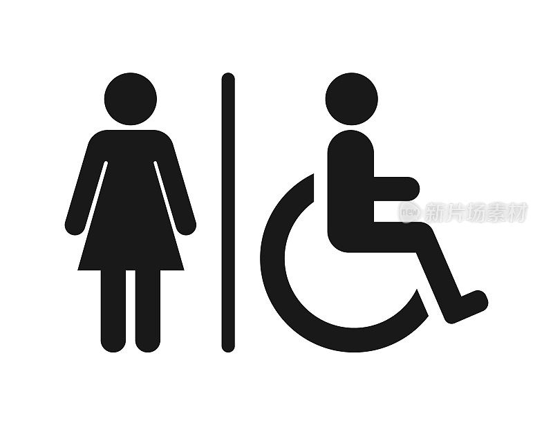 Female and handicap toilet sign